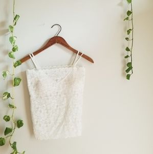 White lace slip with built in bra.